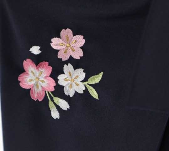 卒業式袴単品レンタル[刺繍]紺色に桜刺繍[身長148-152cm]No.814